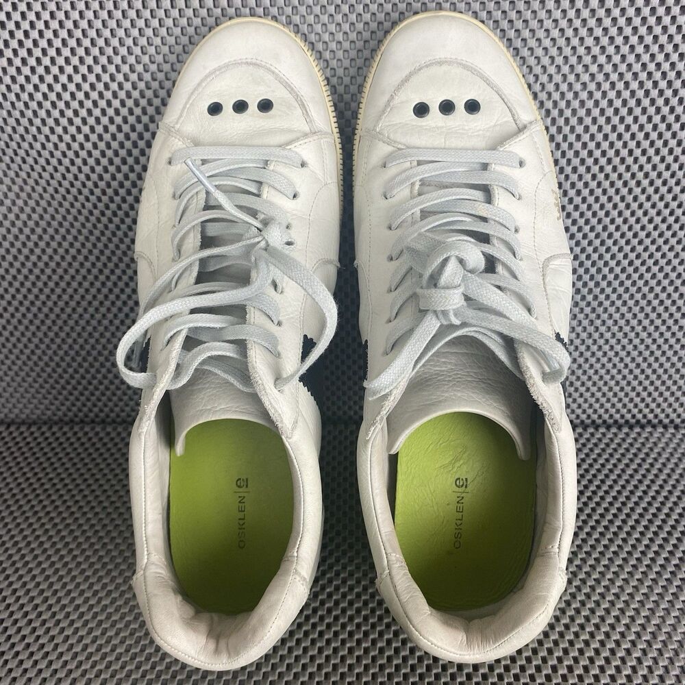 Osklen Riva Lona Sneakers Mens 12 White Leather Lace Up Low Top Casual - Picture 8 of 14